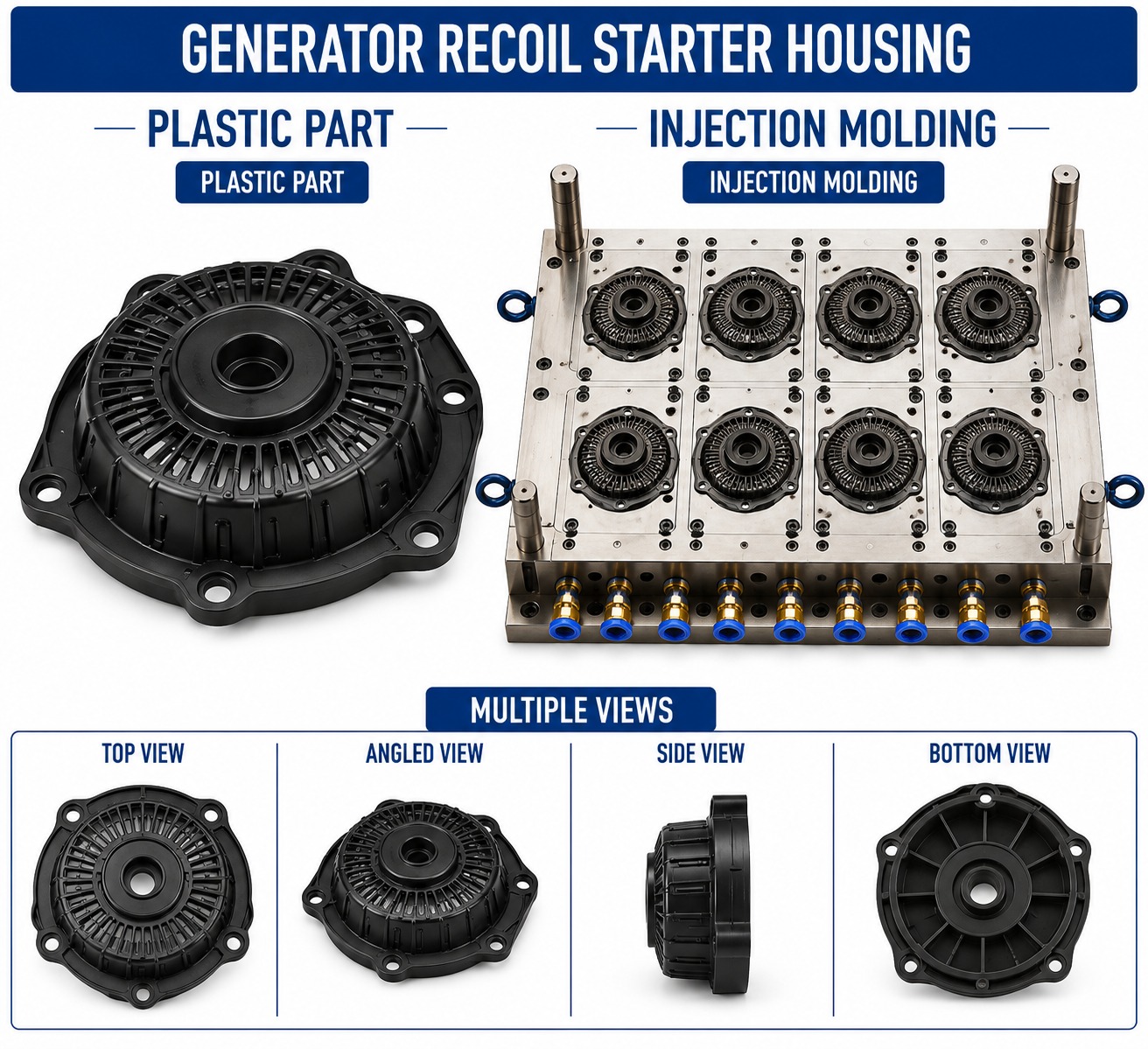 Generator Plastic Recoil Starter Housing Mould and Moulding Service